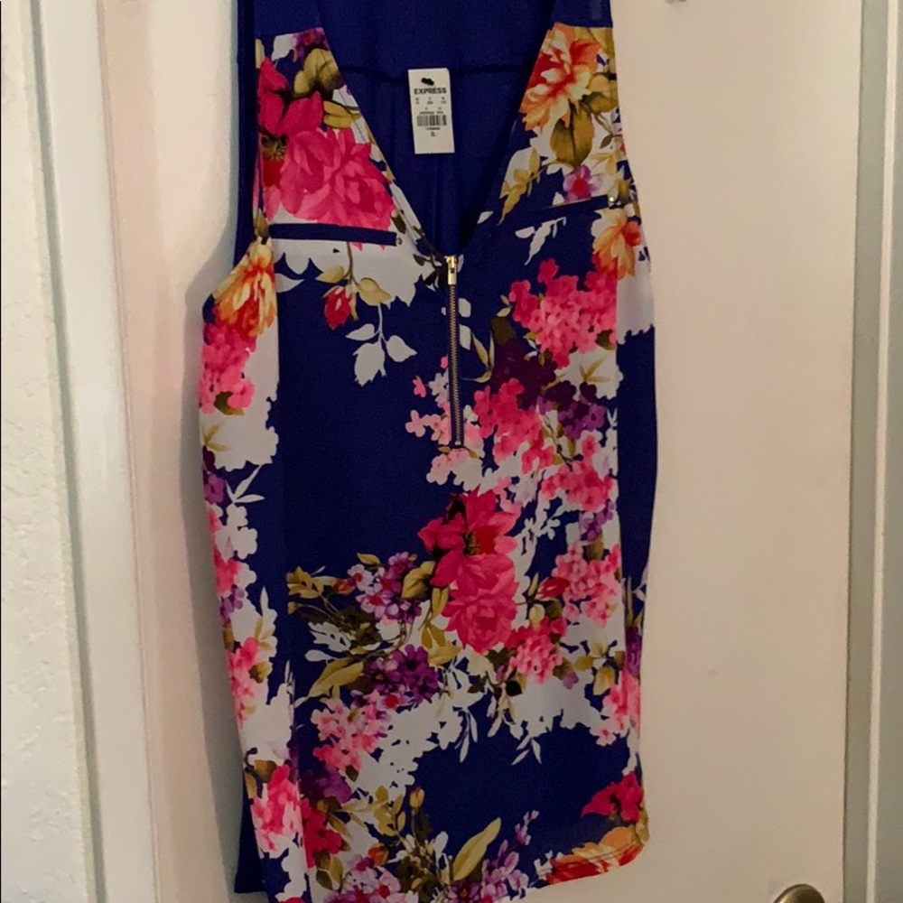Express floral zip tank